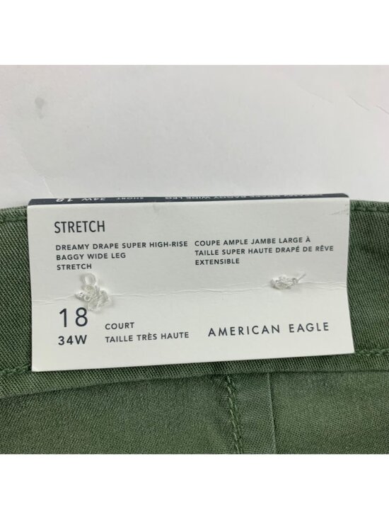 SHORT American Eagle Olive Dreamy Drape Stretch Wide Leg Cargo Pant 18S New - Picture 4 of 7